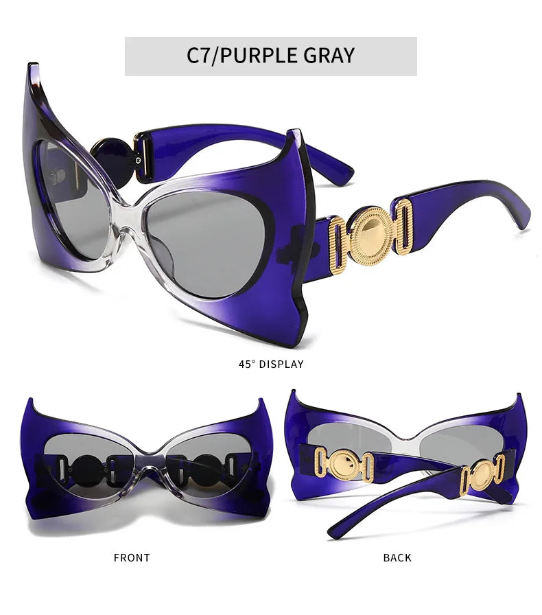 Oversized Pointed Cat Eye Vintage Designer UV400 Luxury Sunglasses