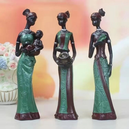 3pcs/Set African Women Resin Statues/Candle Holder