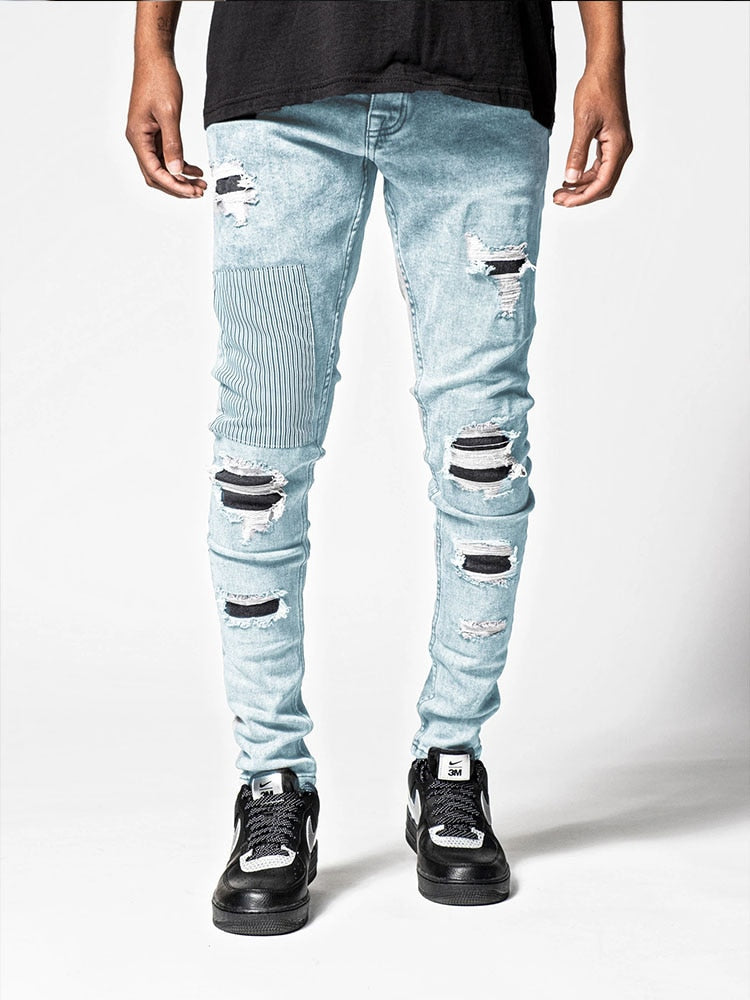 Men's Skinny Ripped Streetwear Distressed Jeans