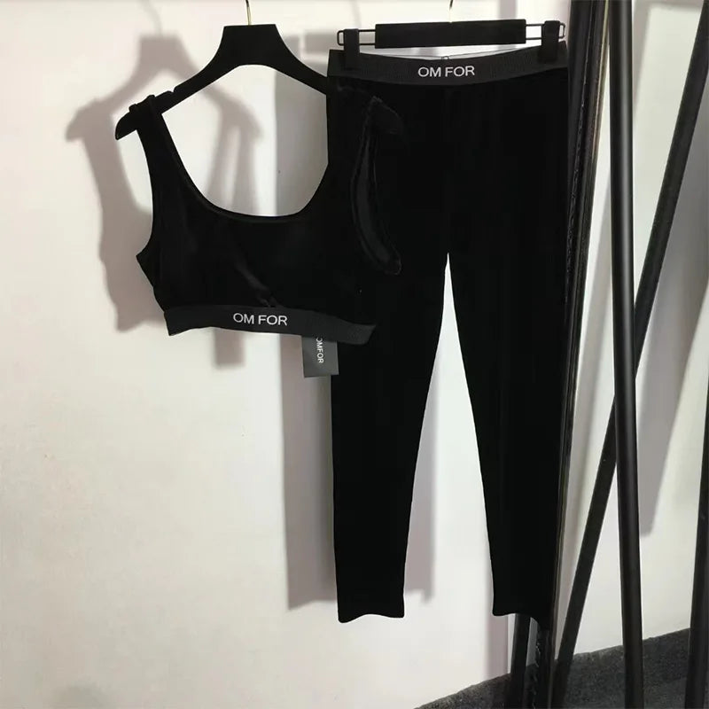 Velvet Sport Bra + Skinny Leggings Two 2-Piece Set