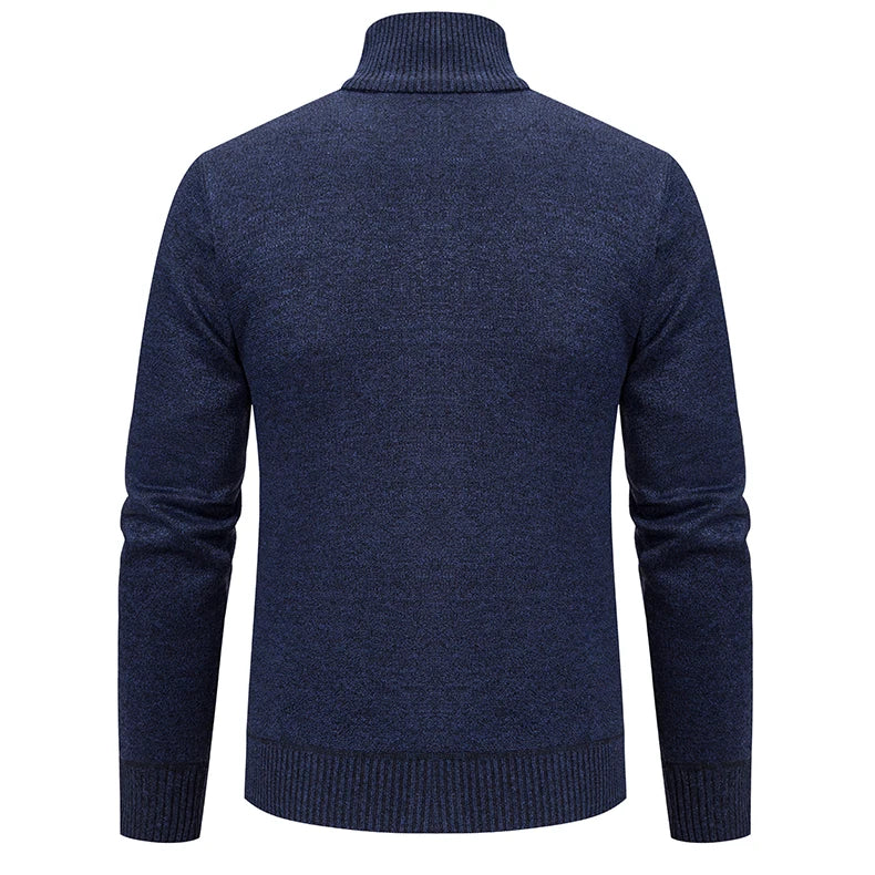 Men's Stand Collar Knitted Cardigan Zipper Sweater Jacket