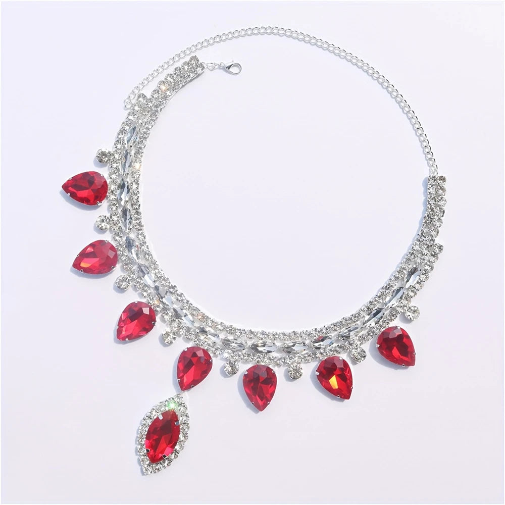 Sparkling Crystal Multi-Layered Pendant Women's Gemstone Bridal Wedding Choker