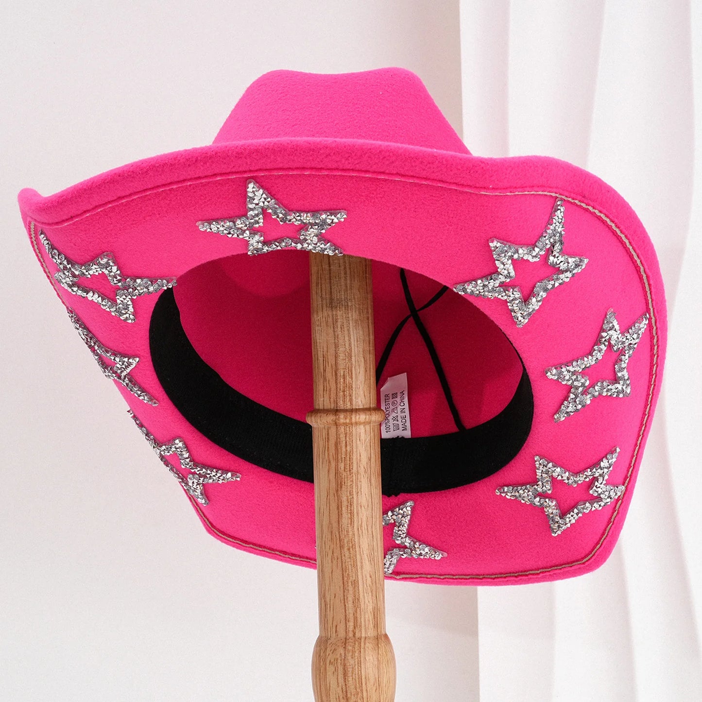 Wide Brim Rhinestone Star Western Fedora Cowgirl Hat