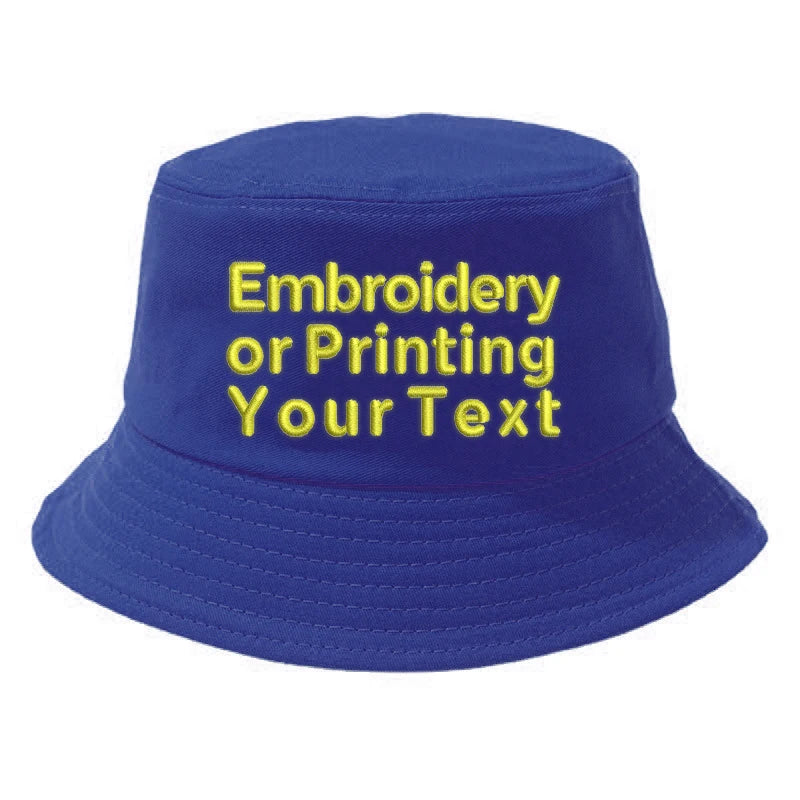 CUSTOMIZED Unisex Embroidered Text Personalized Design Cotton Bucket Fisherman Hat