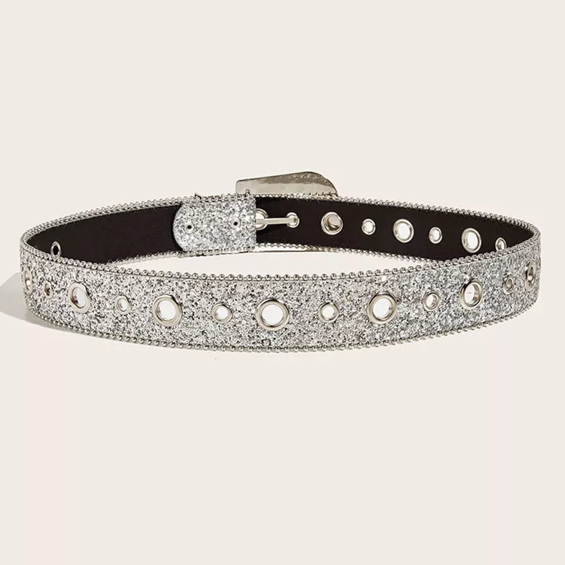 Women's PU Leather Rhinestone Western Cowboy Belt