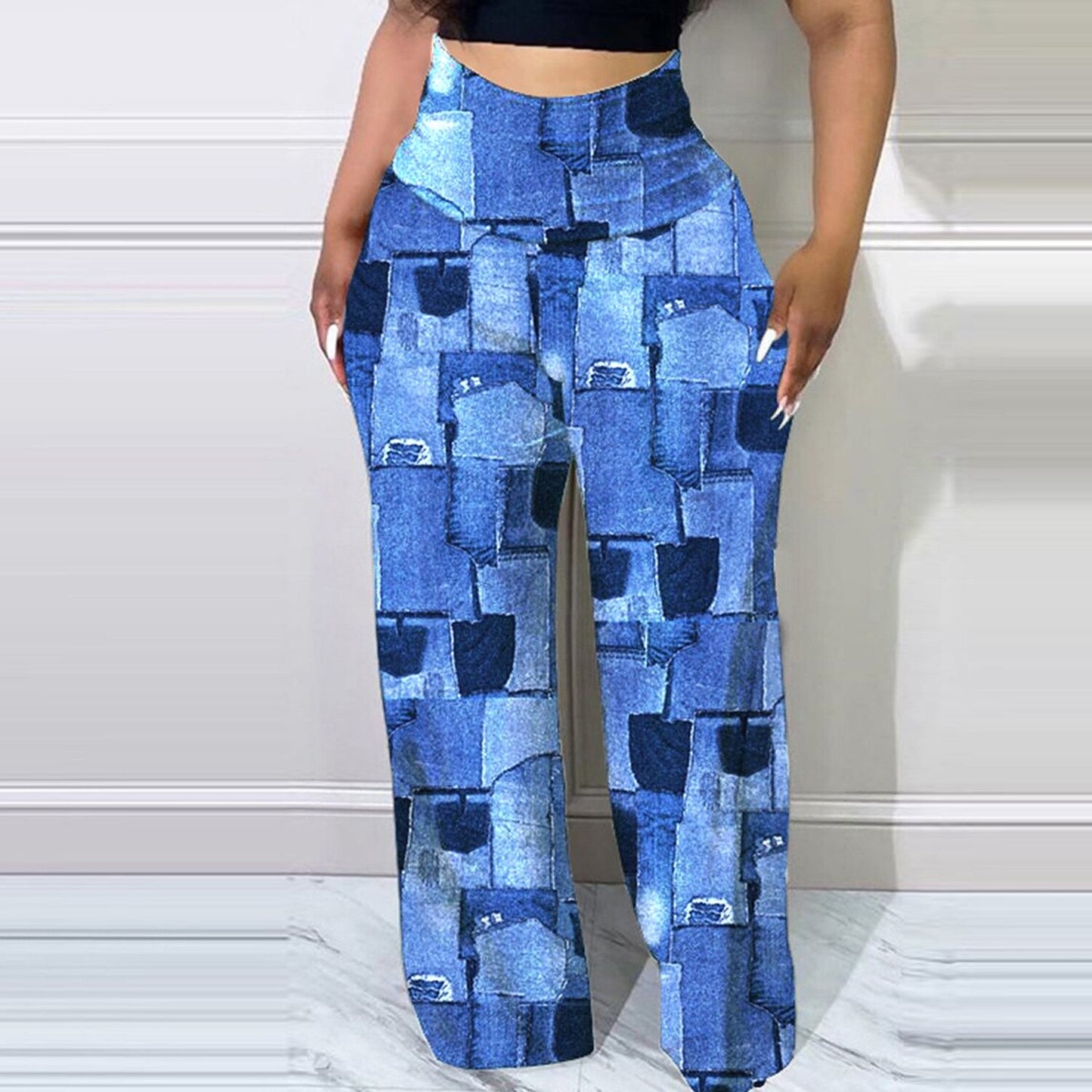 Geometric Print Wide Leg Ladies Pants