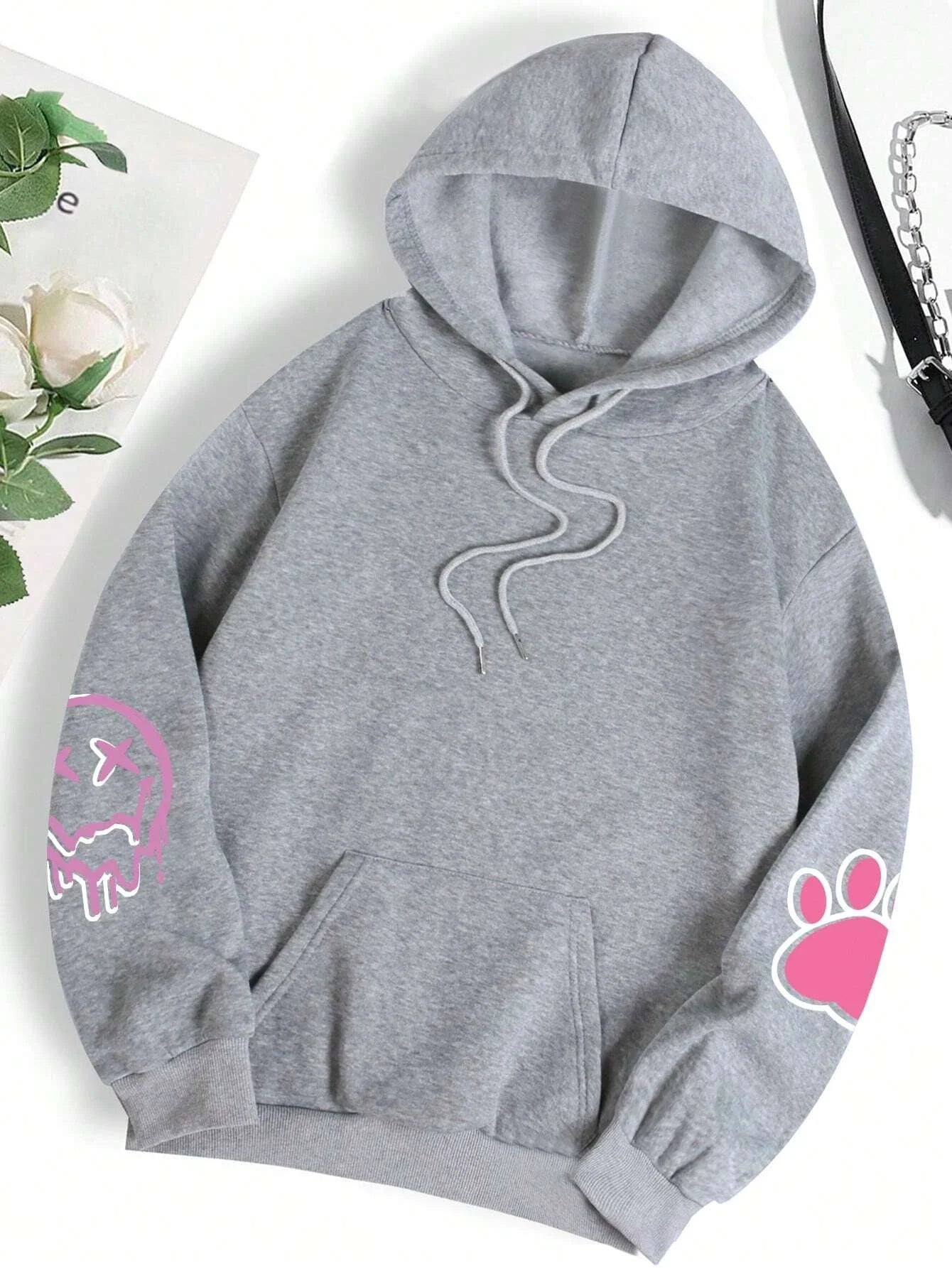 Hip-Hop Bunny Graphic Ladies Oversized Hoodie Sweatshirt