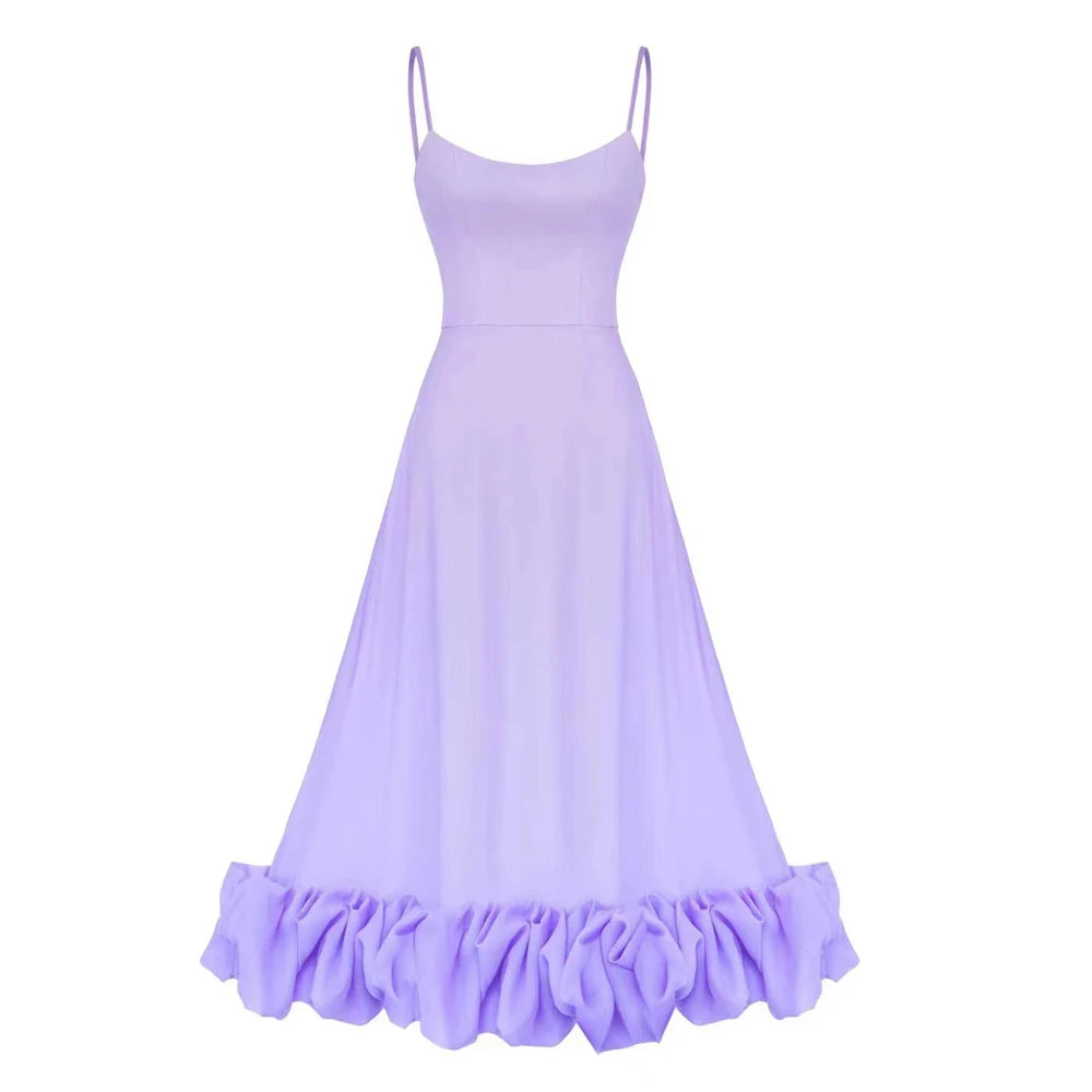 2025 Women Summer Sleeveless Sexy Long Party Dress Flower Hem Design High Waist Elegant Maxi Dress Vestidos Clothes