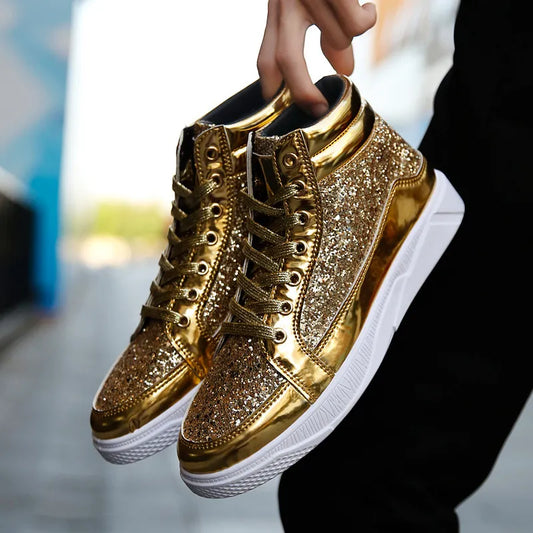 Metallic Glitter Men's Hightop Ankle Boot Sneakers