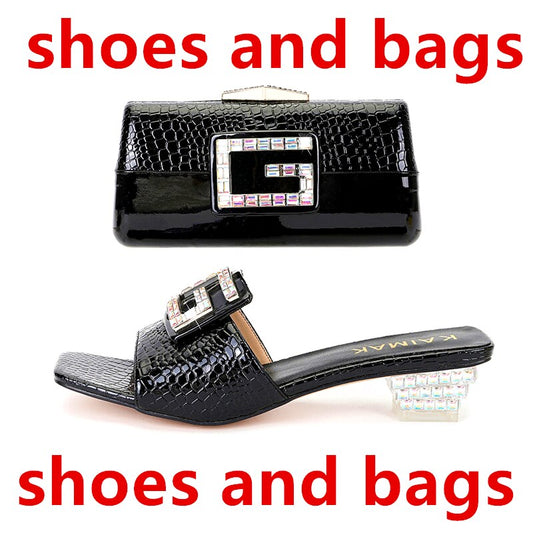 Designer Ladies Buckle Sandals + Clutch Purse Set