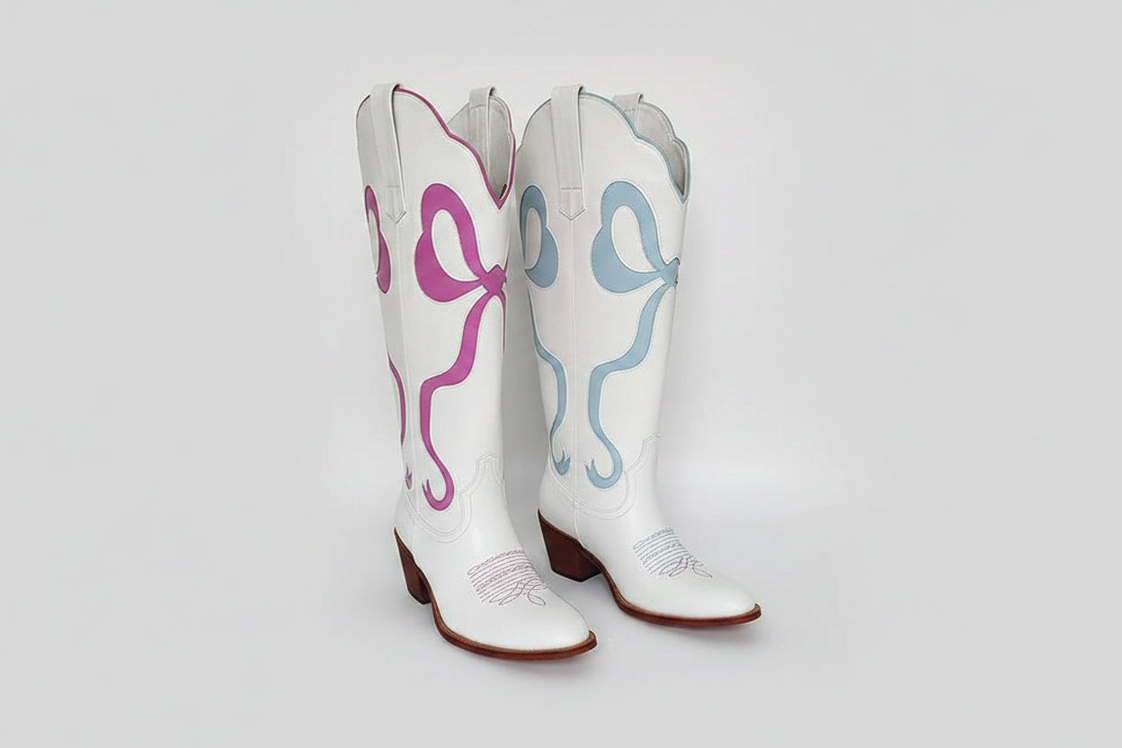 White Pull-on Knee High Women's Cowgirl Rodeo Boots