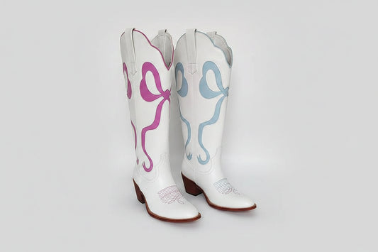 White Pull-on Knee High Women's Cowgirl Rodeo Boots