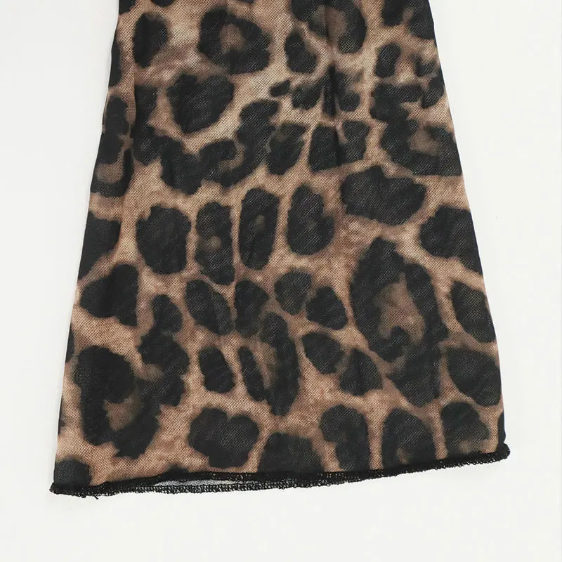 Leopard Print Off-the-Shoulder Streetwear Long Sleeve O-Neck Women's Shirt