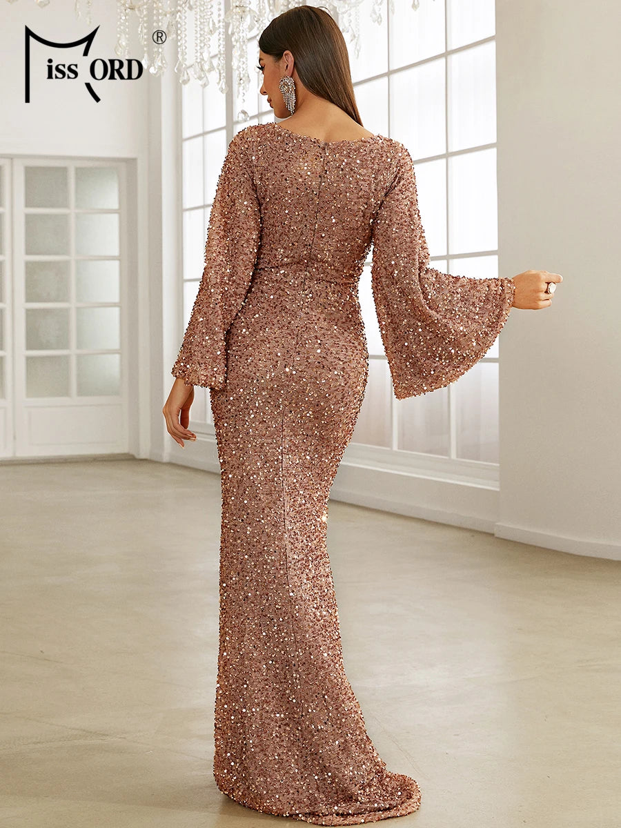 Sequin Sweetheart Neck Flare Sleeve Bodycon Mermaid Wedding Party/Prom Dress