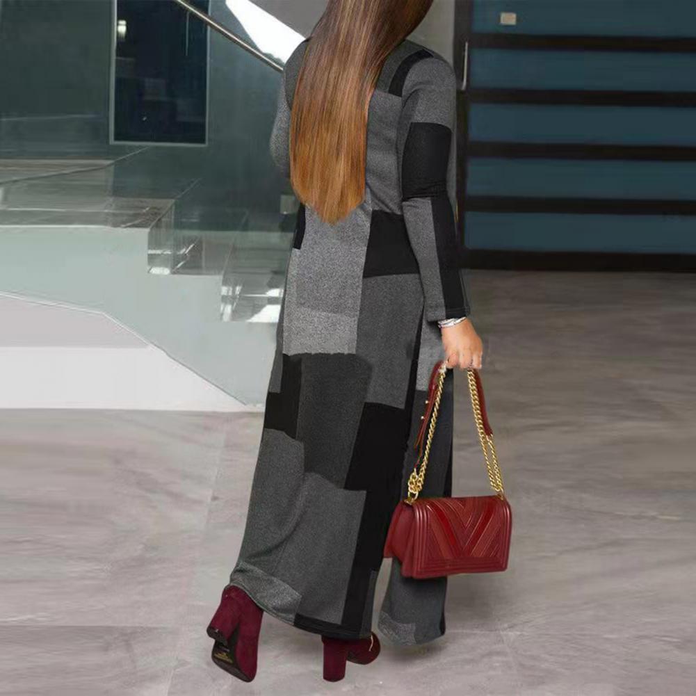 Colorblock Long Sleeve Maxi Longline Cardigan Sweater