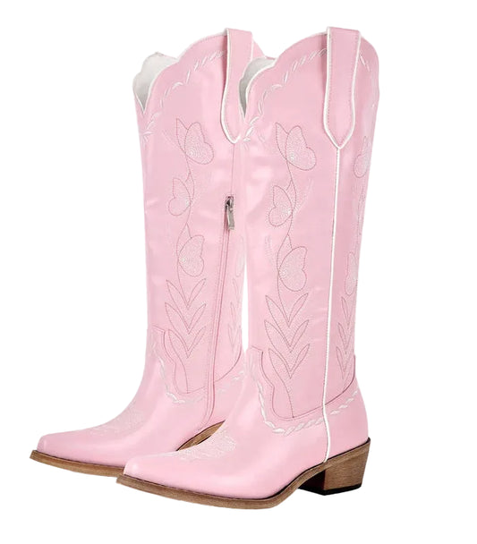 Western Pointed Toe Pull-on Knee-High Women's Cowgirl Boots