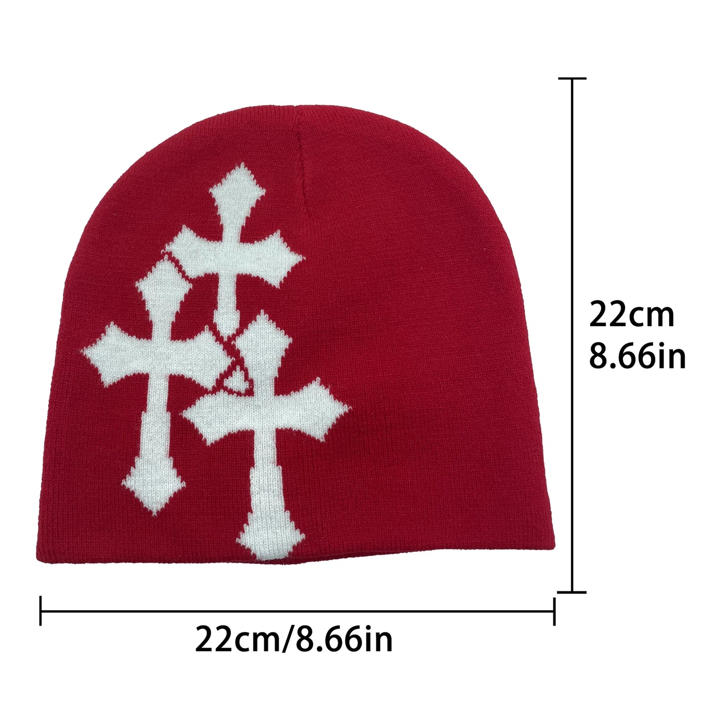 Cross Print Hip-Hop Knitted Beanie Hat