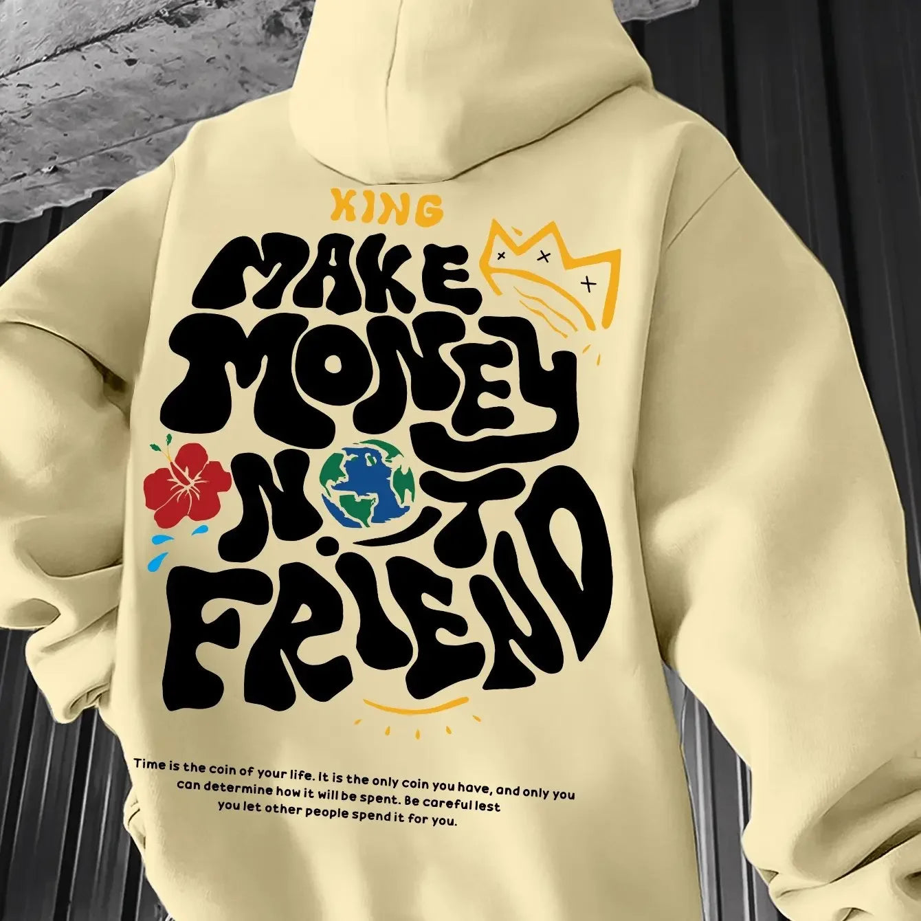 Men's "Make Money Not Friend" Hip-Hop Long Sleeve Pullover Hoodie Sweatshirt