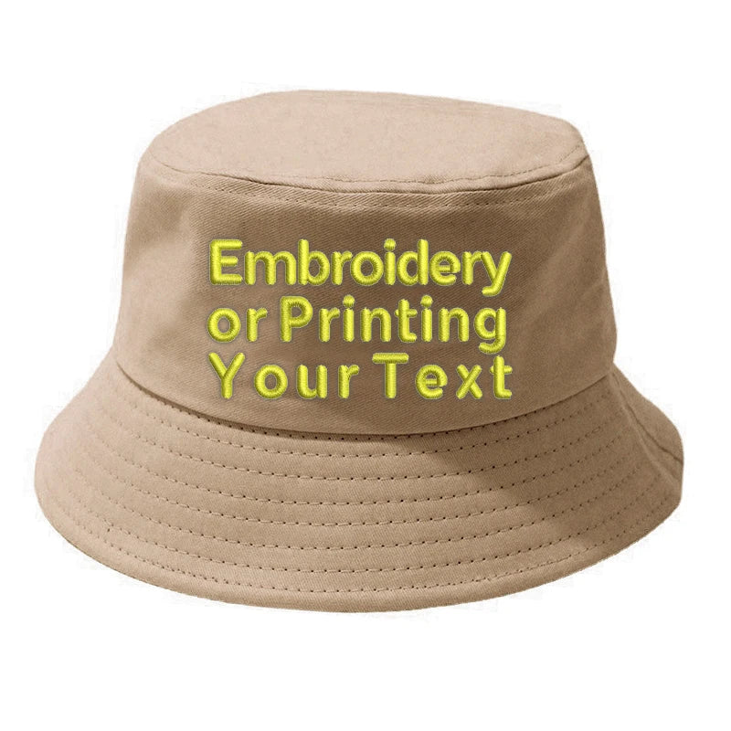 CUSTOMIZED Unisex Embroidered Text Personalized Design Cotton Bucket Fisherman Hat