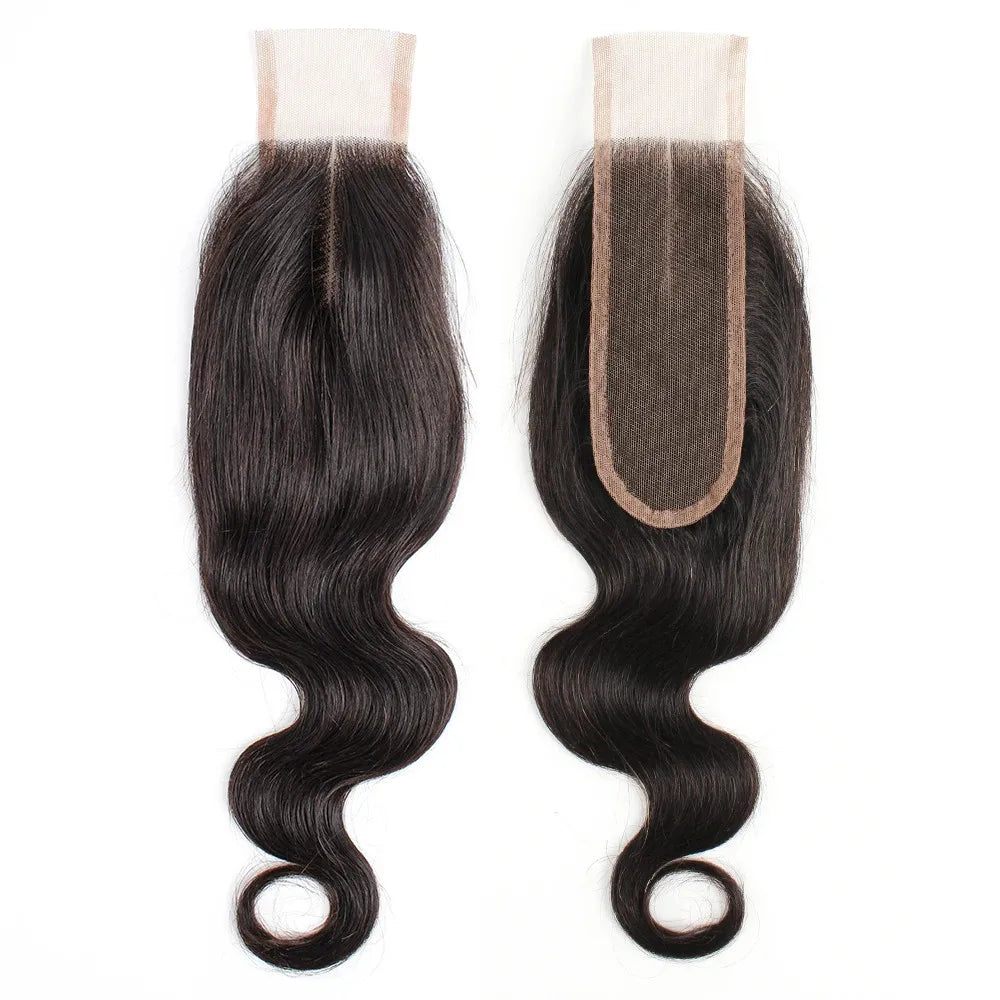 Brazilian Remy Swiss HD Transparent Lace Straight/Body Wave Deep Middle Part 100% Human Hair Closure