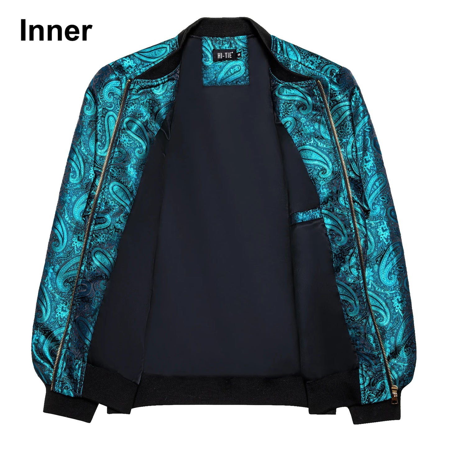 Men's Jacquard Paisley Lightweight Streetwear Zipper Bomber Jacket