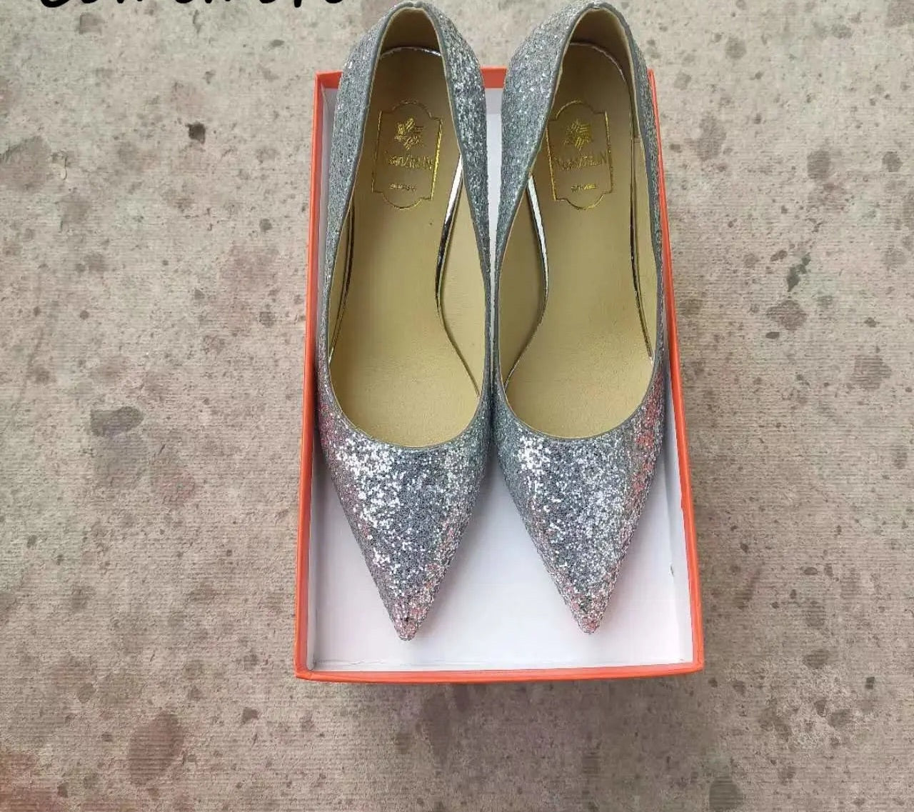 Metallic Glitter Stiletto Solid Shallow Pointed Toe Pumps