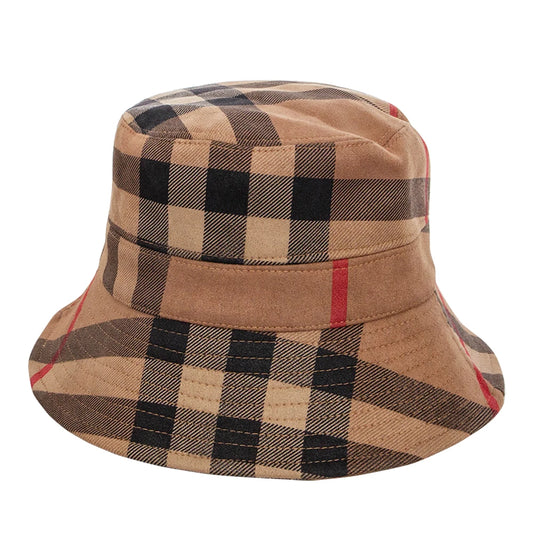 British Women's Suede Plaid Folding Designer Replica Bucket Hat