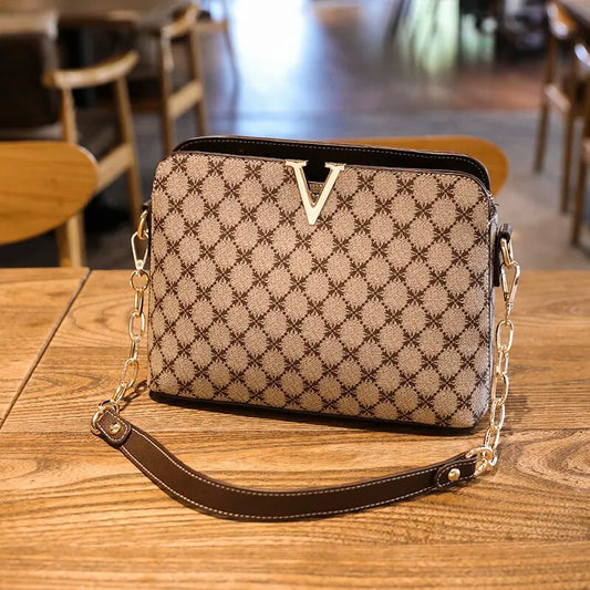 Designer Monogram Replica PU Leather Crossbody Messenger Chain Ladies Plaid Purse