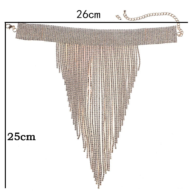 Sparkling Crystal Rhinestone Tassel Metal Choker Necklace