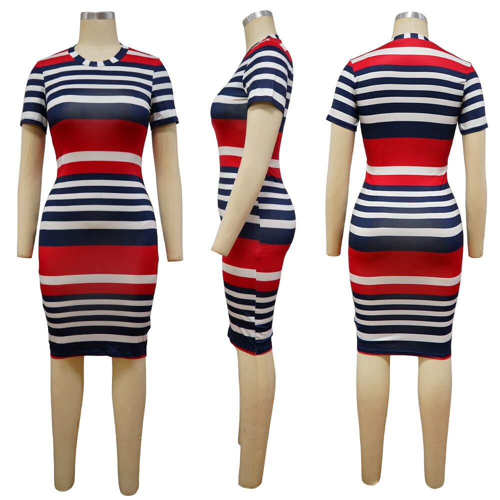 Striped Bodycon O-Neck Dress