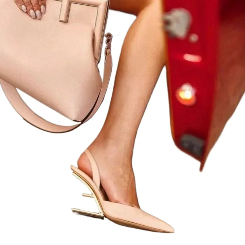 Solid Color Women's Rear Trip Strap Pointed Toe Mules