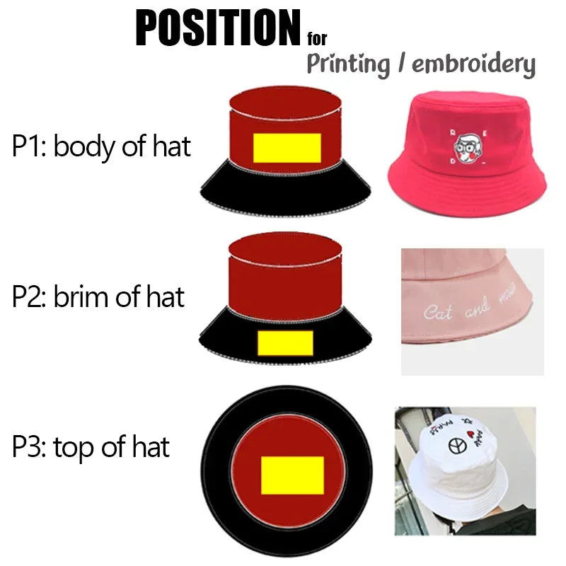 CUSTOMIZED Unisex Embroidered Text Personalized Design Cotton Bucket Fisherman Hat