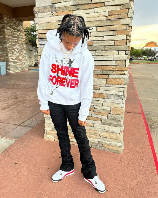 "SHINE FOREVER" Men's Streetwear Pullover Hoodie Sweatshirt