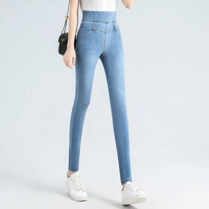 Denim Skinny Elastic Waist Ladies High Pencil Jeans