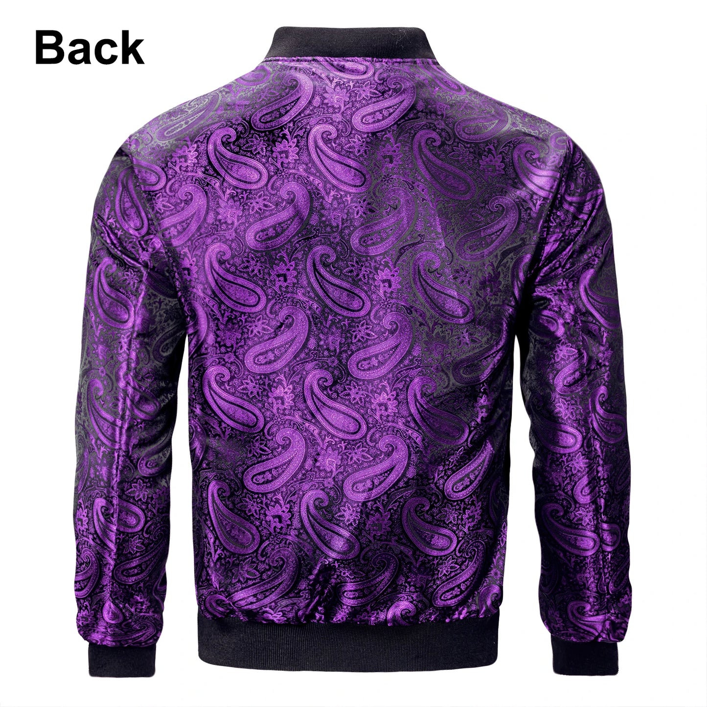 Men's Jacquard Paisley Lightweight Streetwear Zipper Bomber Jacket