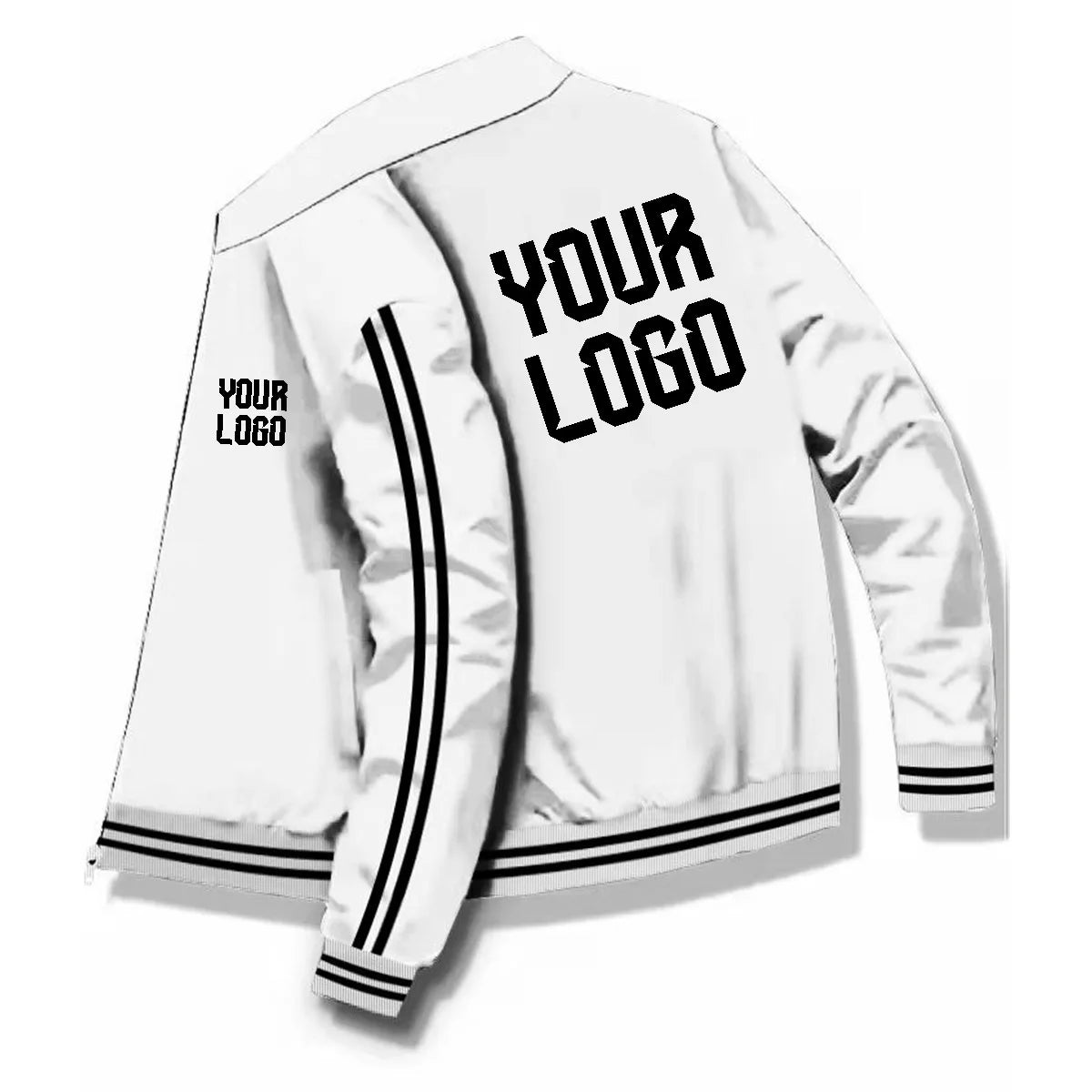 Men's Side Striped Design Customized Personalized Logo Pocketed Zipper Jacket