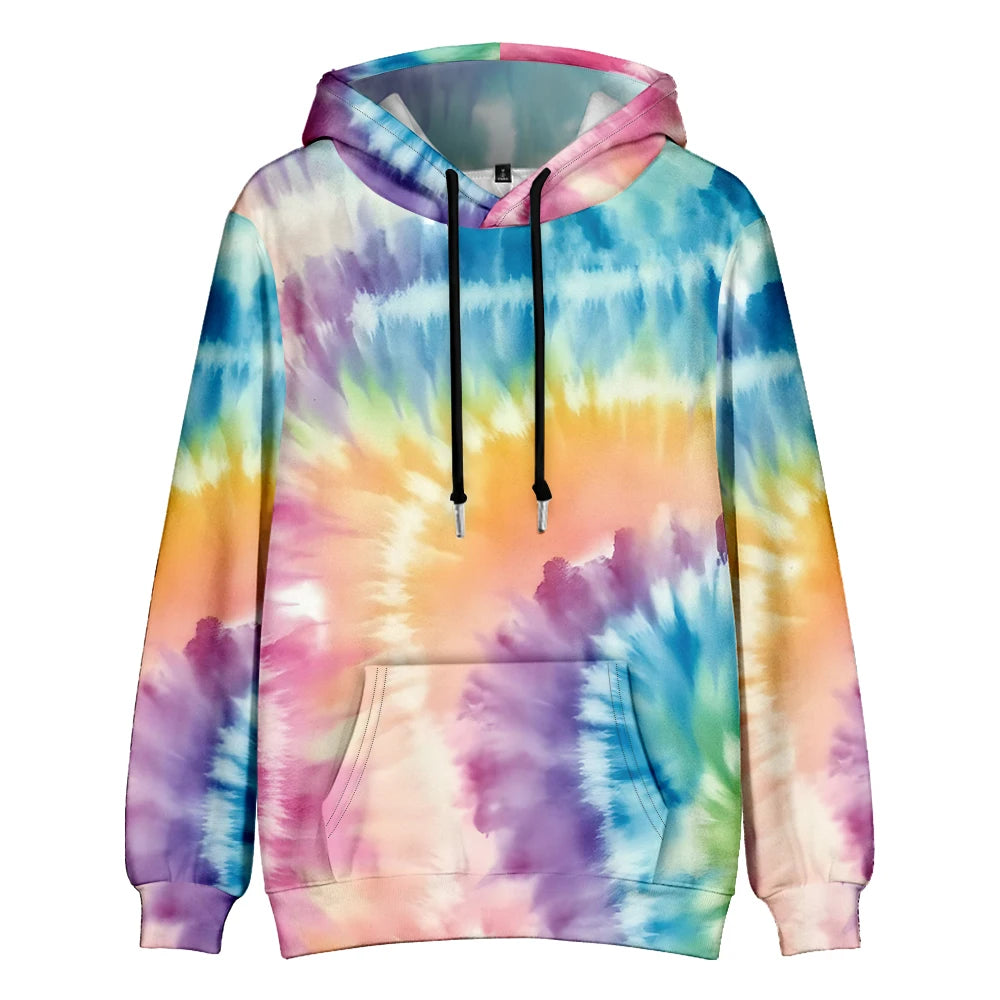 Men's Gradient Tie Dye Streetwear Pocket Oversized Pullover Hoodie Sweatshirt