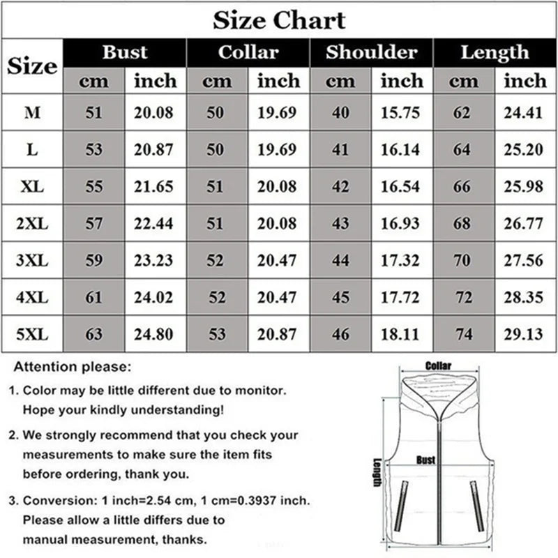 CUSTOMIZED LOGO Men's Skinny Sleeveless Thicken Stand Collar Zipper Vest to 5X Big & Tall