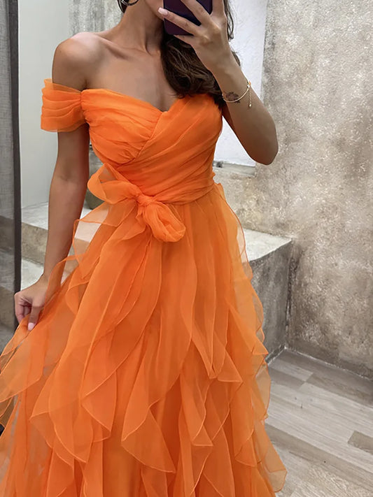 Mesh Patchwork V-Neck Sleeveless Floor-Length Formal Dress