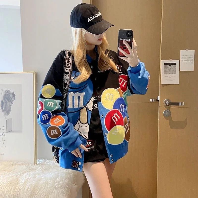 M&M's Embroidered Baseball Bomber Jacket