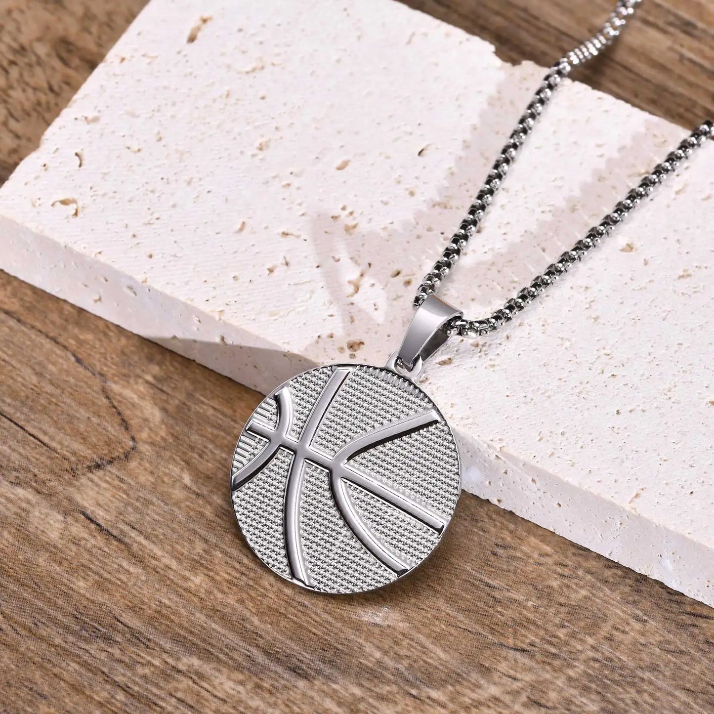 Basketball Pendant Necklace Stainless Steel Box Neck Collar Necklace Chain