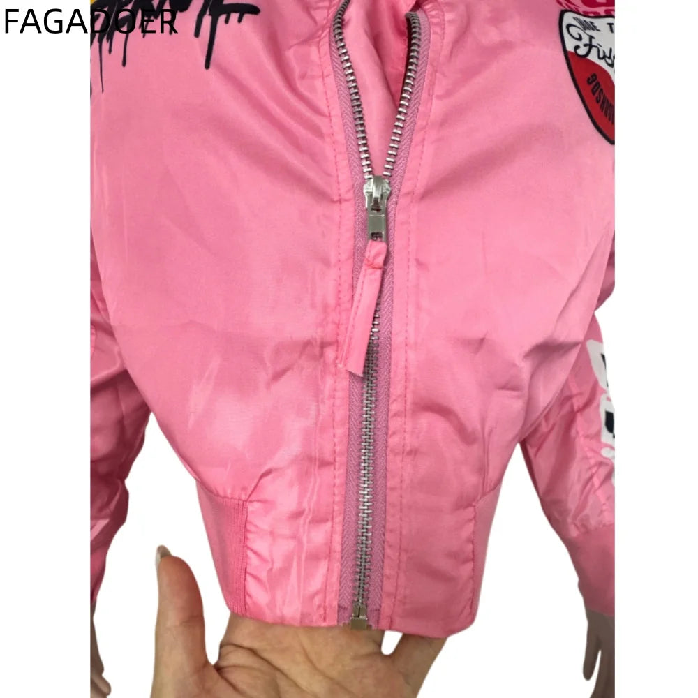 Varsity Patchwork Letter Print Long Sleeve Women's Crop Jacket