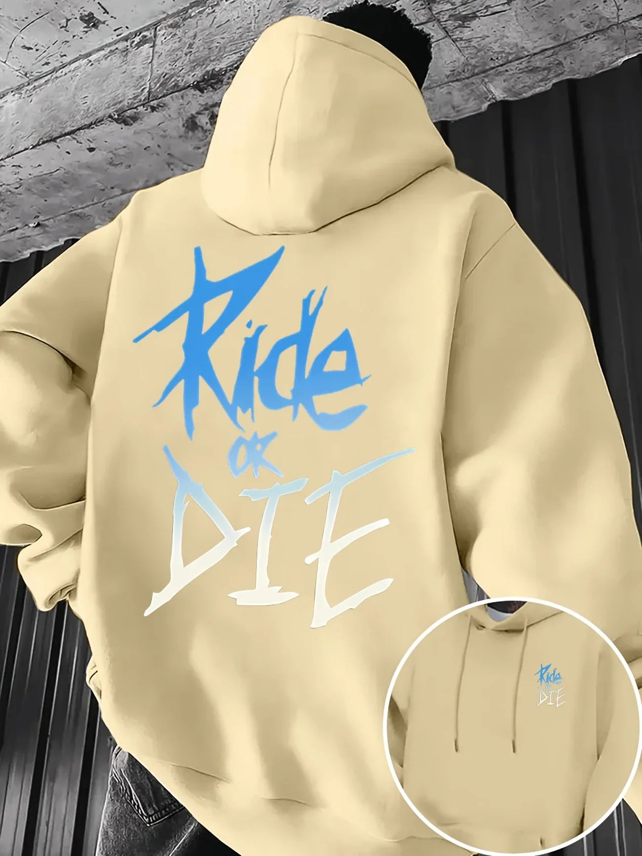 Men's "Ride or Die" Letter Print Pullover Hip-Hop Streetwear Hoodie Sweatshirt