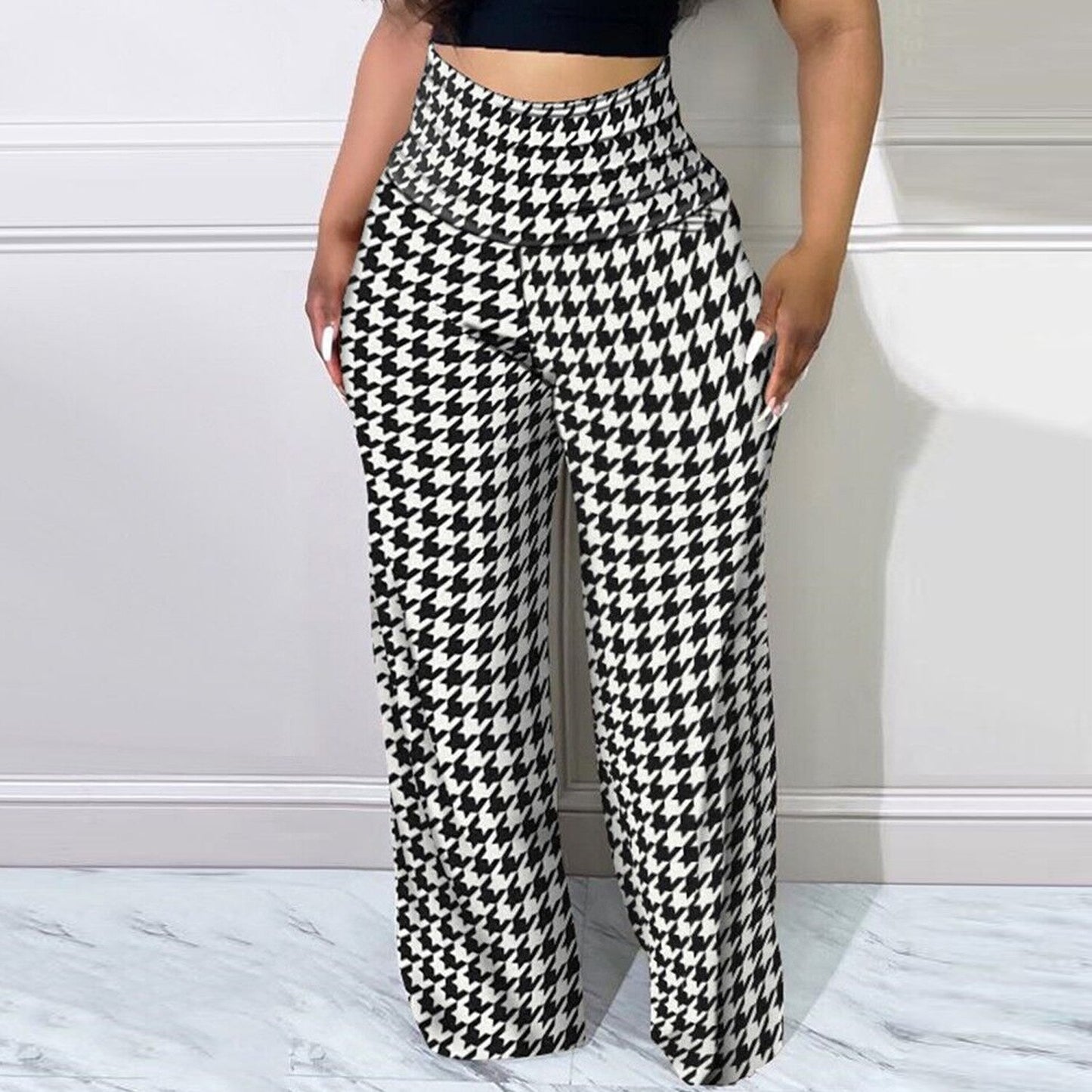 Geometric Print Wide Leg Ladies Pants