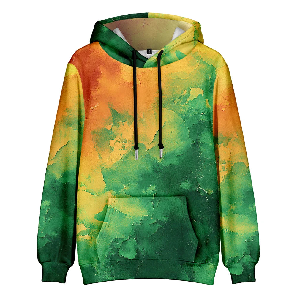 Men's Gradient Tie Dye Streetwear Pocket Oversized Pullover Hoodie Sweatshirt