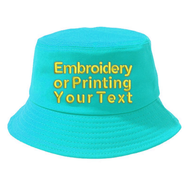 CUSTOMIZED Unisex Embroidered Text Personalized Design Cotton Bucket Fisherman Hat