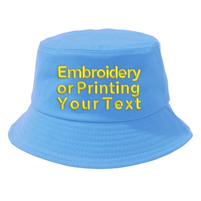 CUSTOMIZED Unisex Embroidered Text Personalized Design Cotton Bucket Fisherman Hat