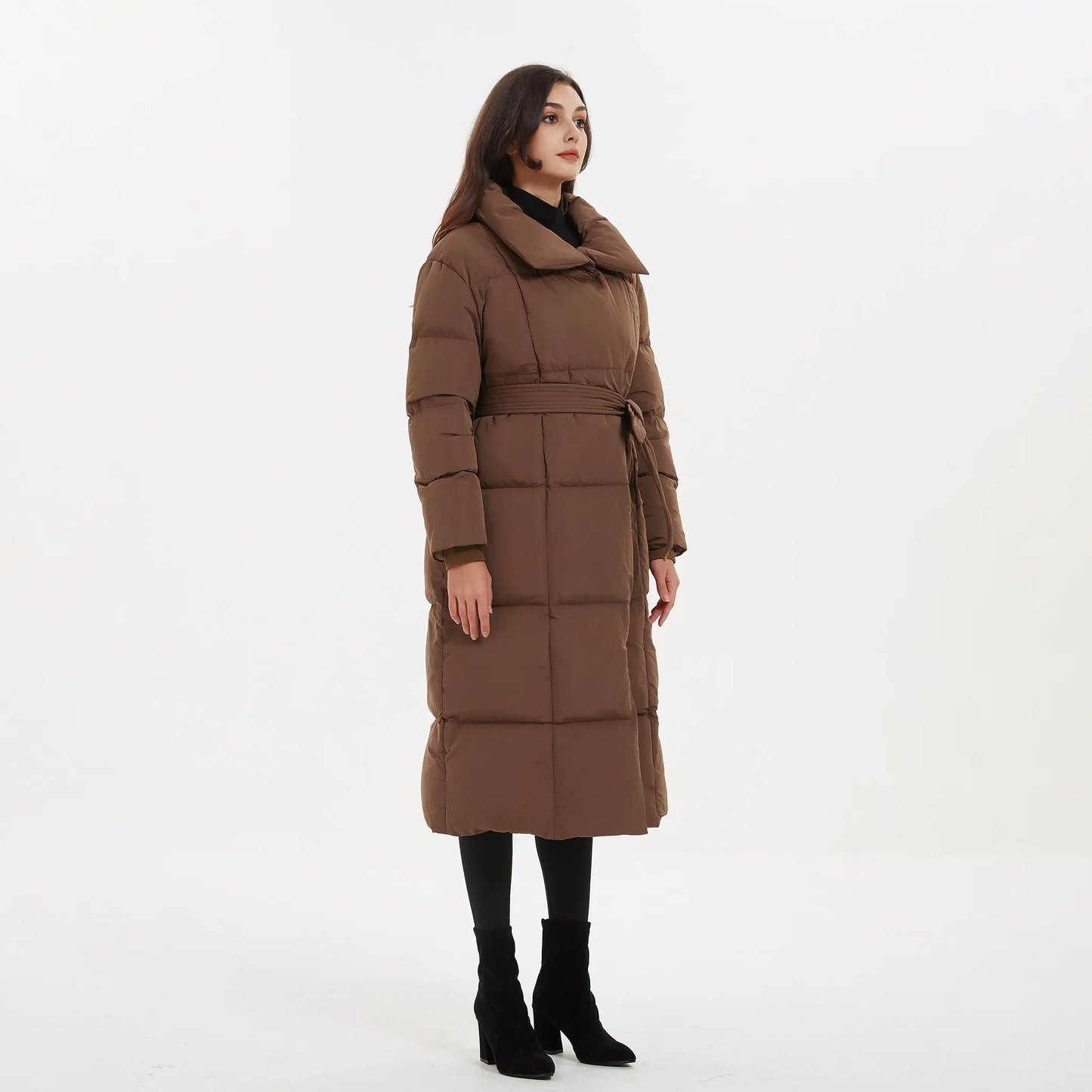 Quilted Solid Covered Button Women's Tie Belt Trenchcoat