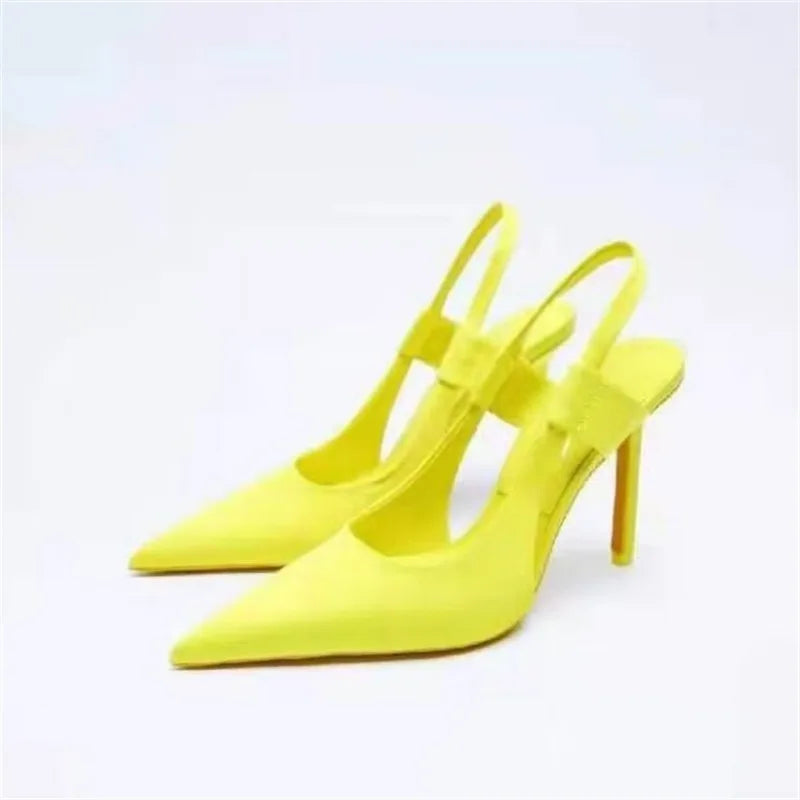 French Stiletto Slingback Temperament High Heel Mule Ladies Pumps