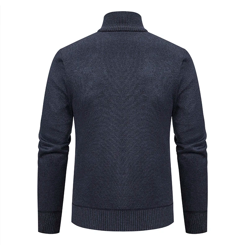 Men's Stand Collar Knitted Cardigan Zipper Sweater Jacket